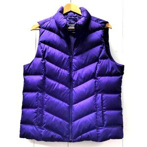 Lands' End Women's Purple Full Zip Puffer Vest Size L Women's Hiking Outdoors